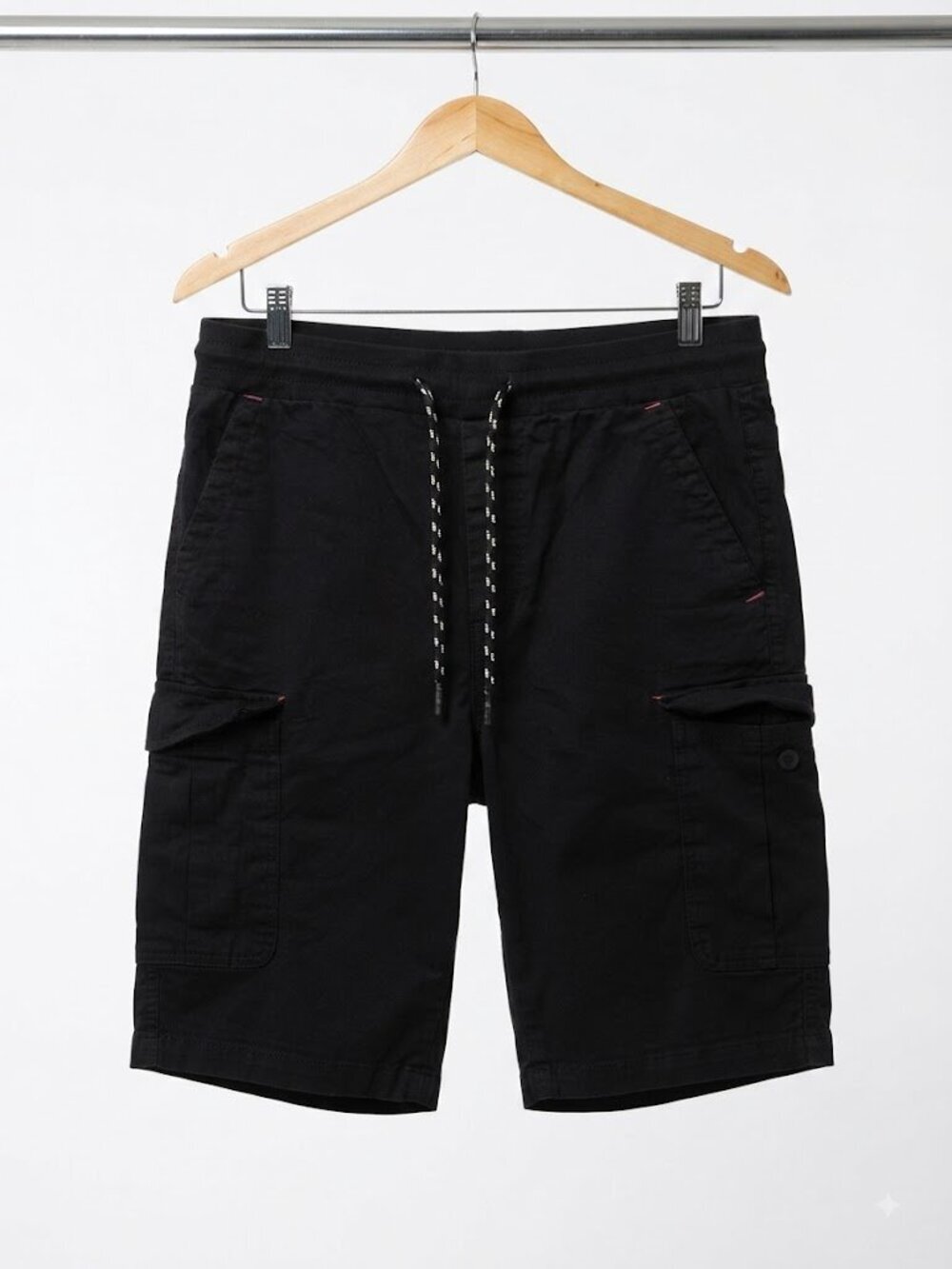 Monument Men’s Black Drawstring Elastic Waist Cargo Shorts Size S